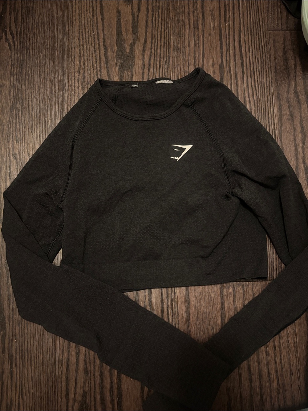 Gymshark Black Long-Sleeve Cropped Seamless Top